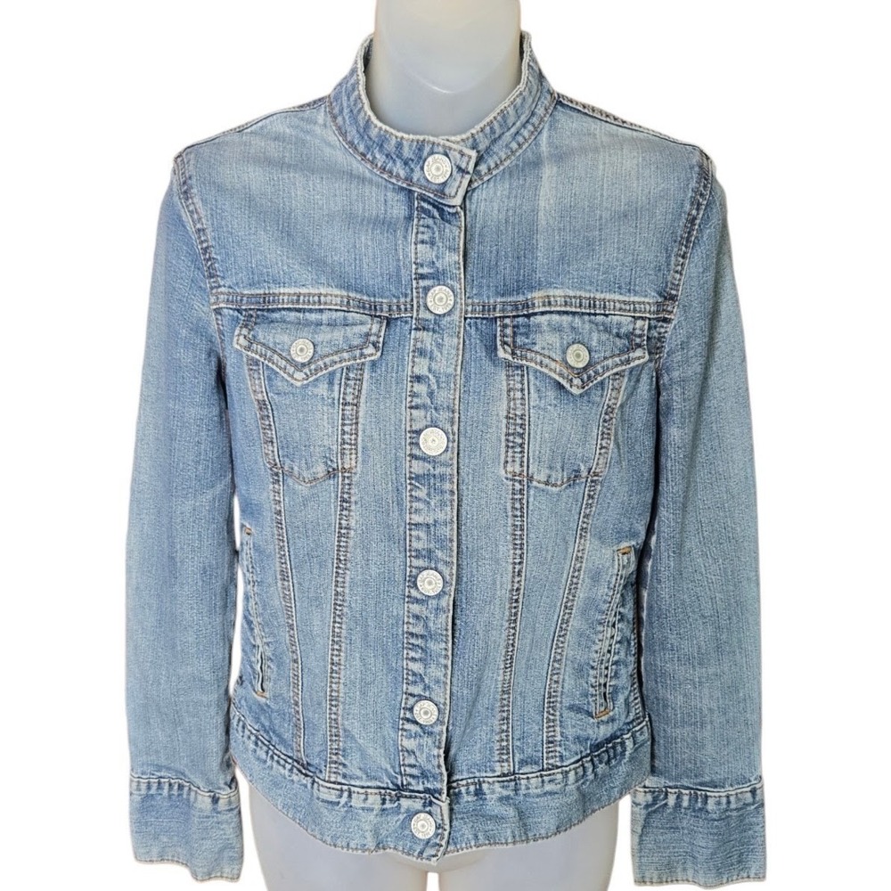 Gap Womens Western Denim Jacket Size S Cowgirl Americana Barn Snaps Stretch
